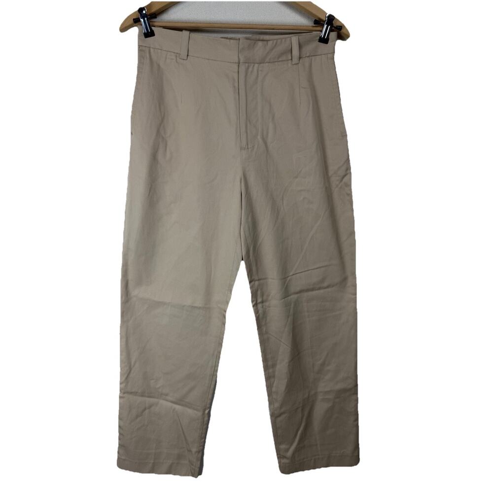 Zara Women's Pants‎ 30 Khaki Wide Tapered Leg Slash Pockets Office Career Casual